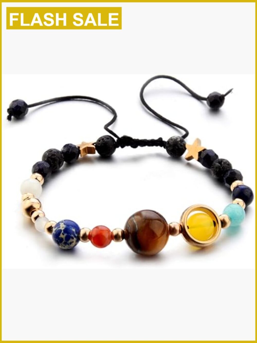 Handmade Natural Stone Solar System Planet Bracelet Adjustable